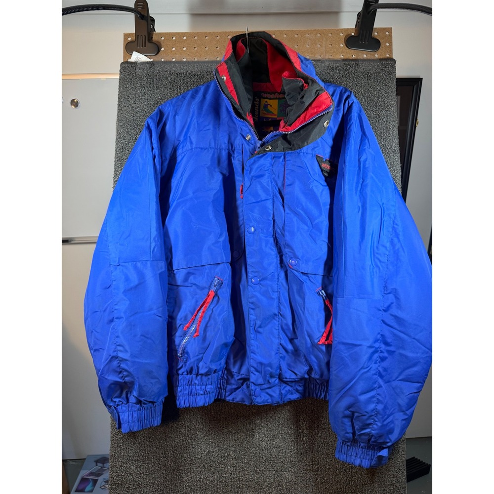 Weekends Ski Jacket Mens Medium Blue Red Vintage 3-in-1 Fleece Lined Retro 90s